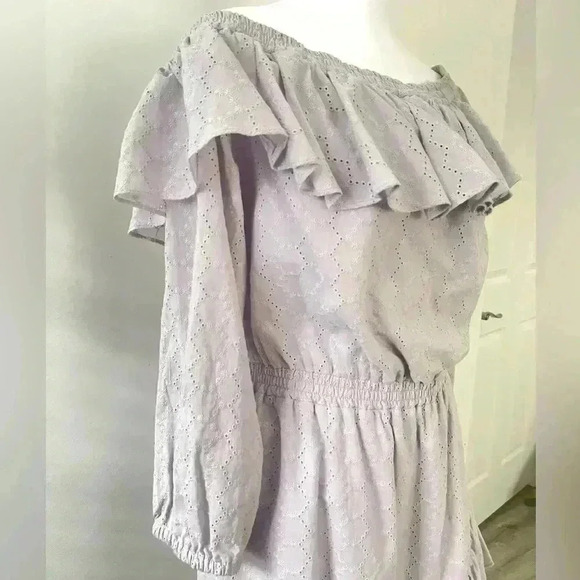 MICHAEL Michael Kors Womens Lavender Off The Shoulder Eyelet Dress Size L - Picture 2 of 7